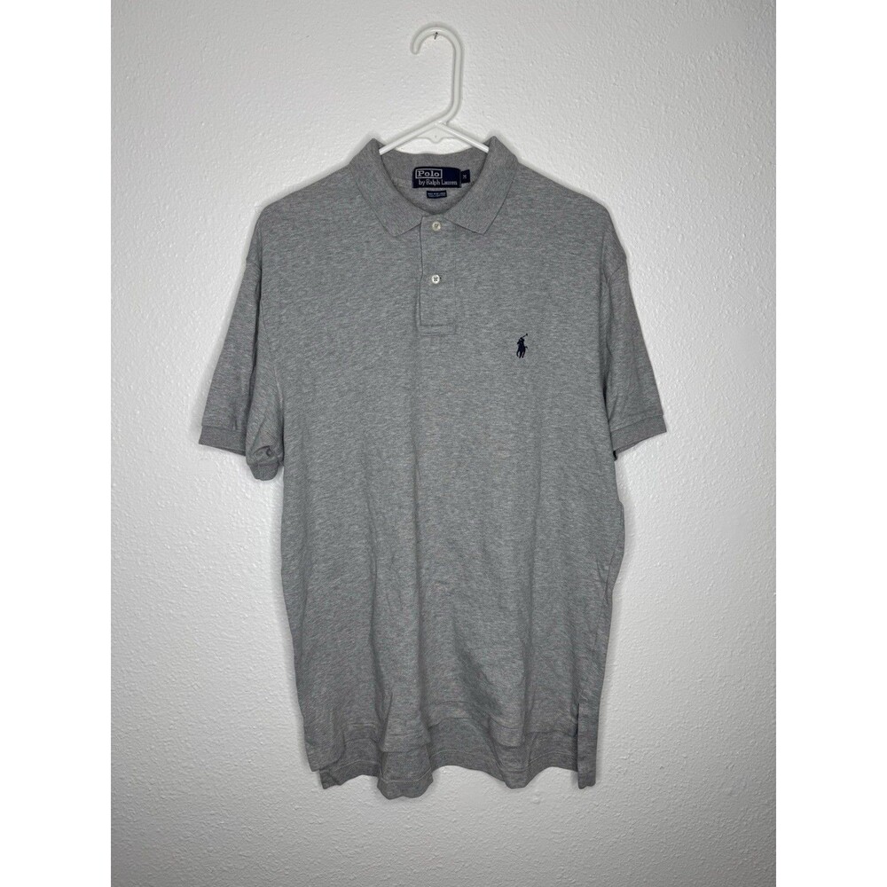 Vintage Ralph Lauren Polo Shirt Men’s Medium Gray Blue Pony Short Sleeve Rugby